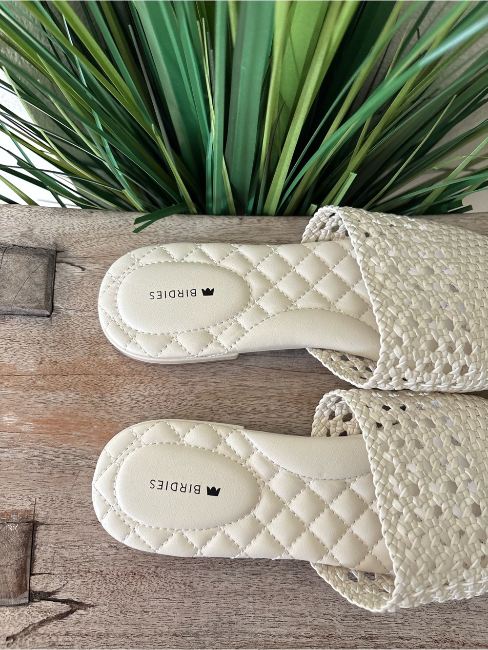 Birdies Woven White Cream Mules - Picture 6 of 8